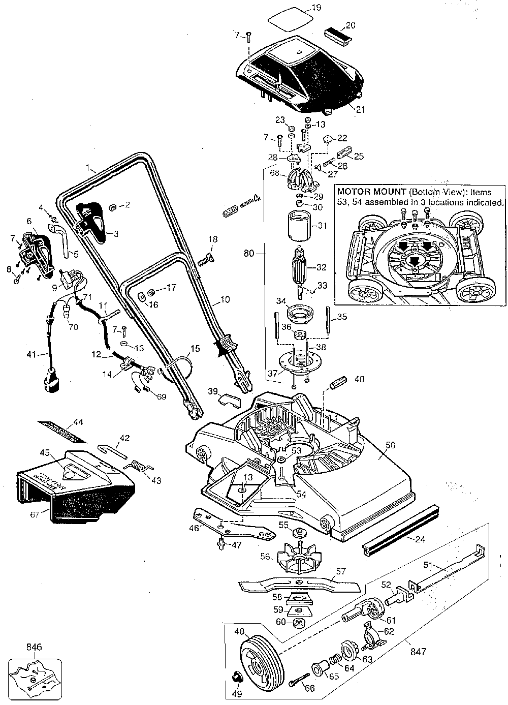 Exploded Diagram A Diagram and Parts List for M2240 Type 2 Black and Decker Lawn Mower